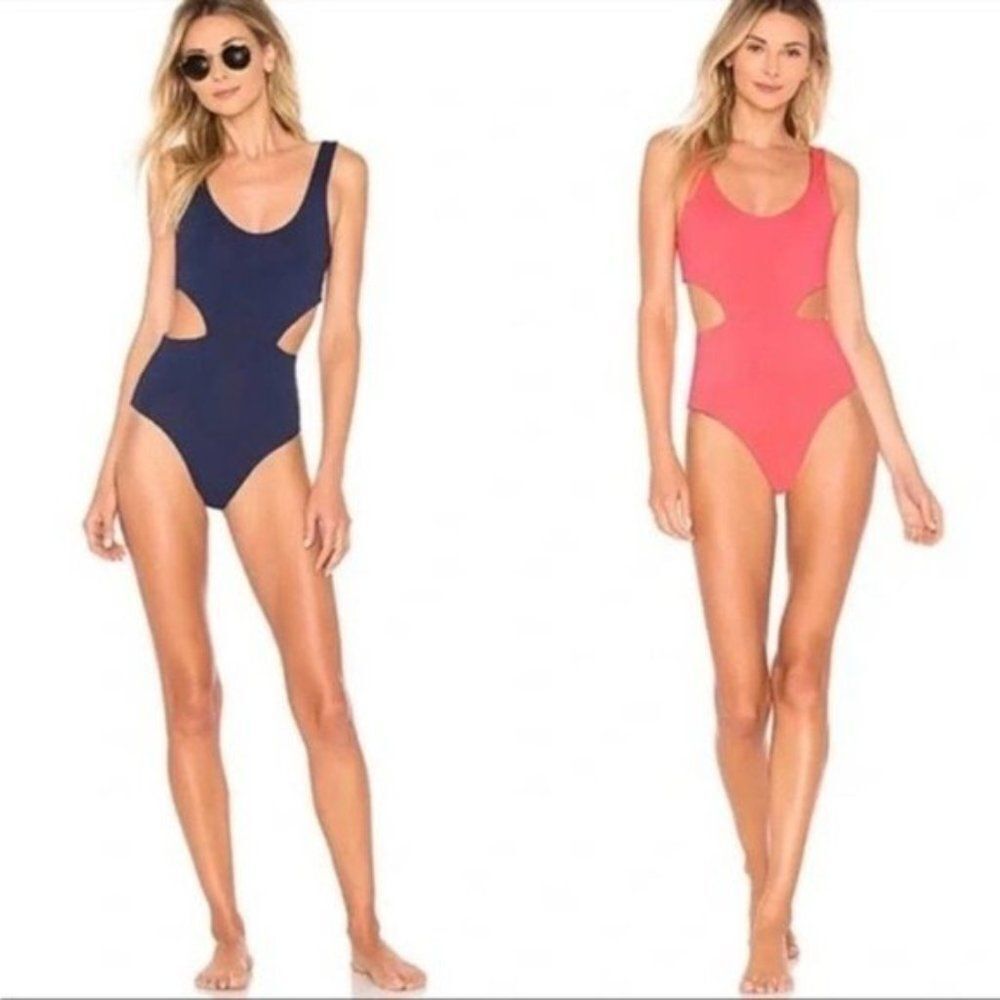 L*Space Navy One Piece Swimsuit reposhing  it fits small maybe more a 10 & 8 - Picture 2 of 6